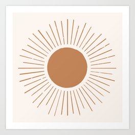 Terracotta boho sun rays Art Print