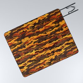 Bright liquid tiger pattern, orange and brown animal print Picnic Blanket