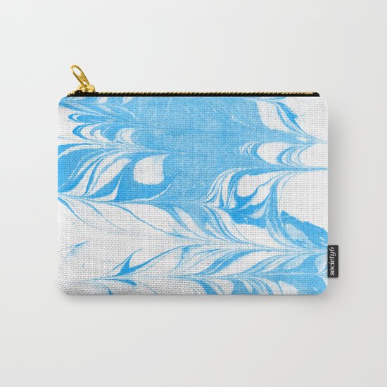 Suminagashi blue and white 1 marble spilled ink ocean swirl watercolor painting Carry-All Pouch
