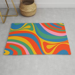 New Groove Retro Swirl Colorful Rainbow Abstract Pattern Area & Throw Rug