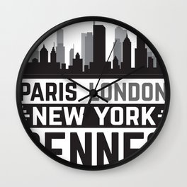 Rennes Paris London New-York Wall Clock