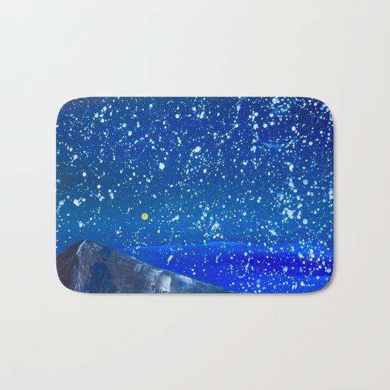 Moon Rising as an orange dot in the Great Sand Dunes National Park, USA travel Bath Mat