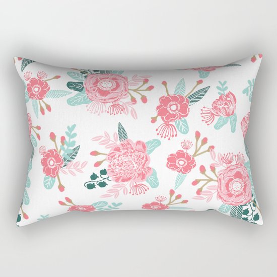 Peony florals basic girly trendy floral bouquet white fresh colors modern botanicals Rectangular Pillow