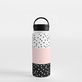 Pink white black watercolor polka dots Water Bottle