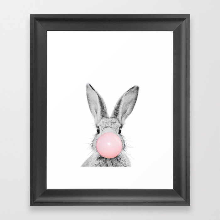 Rabbit Gum Print, Nursery Wall Art, Rabbit Poster, Bubblegum Art Framed Art Print