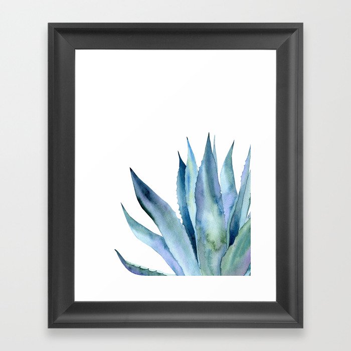 Blue agave plant. Framed Art Print