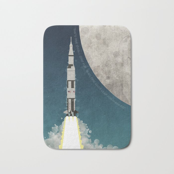 Apollo Rocket Launch to the Moon Bath Mat