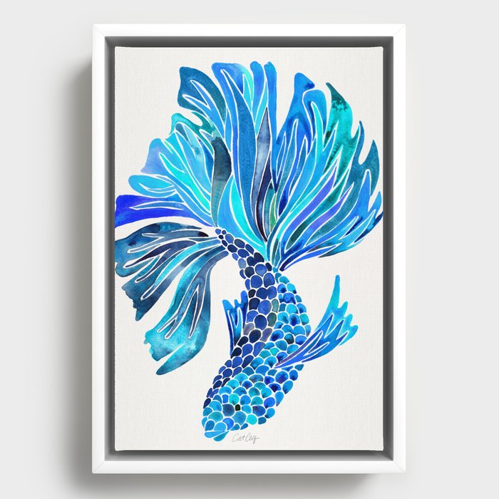 Siamese Fighting Fish – Blue Framed Canvas