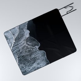 Waves on a black sand beach in iceland - minimalist Landscape Photography Picnic Blanket