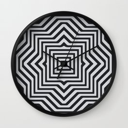 Minimal Geometrical Optical Illusion Style Pattern in Black & White Wall Clock
