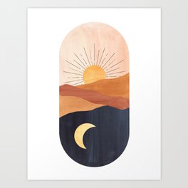 Abstract day and night Art Print