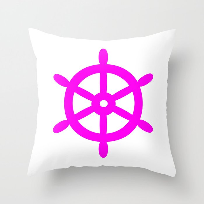 Ship Wheel (Magenta & White) Throw Pillow