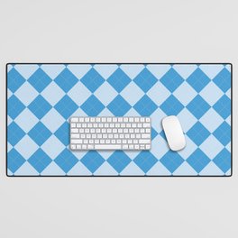 Blue Argyle checks pattern. Digital Painting Illustration Background Desk Mat