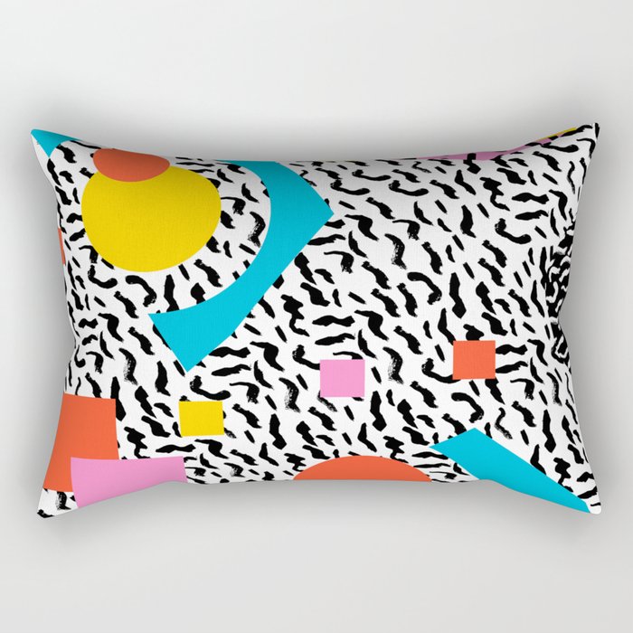 Get Real - memphis abstract pattern retro 80s design minimalist gifts colorful 1980's trend Rectangular Pillow