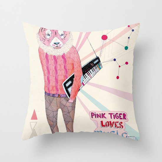 Pink Tiger Throw Pillow