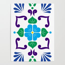 Cyan 1, Framed Talavera Flower Poster