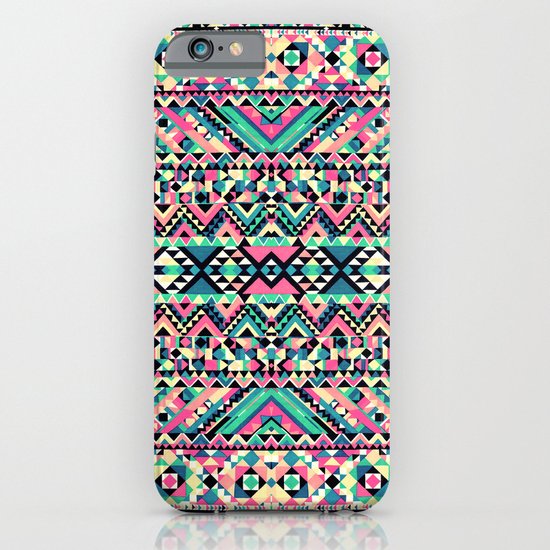 Pink Turquoise Girly Aztec Andes Tribal Pattern iPhone & iPod Case