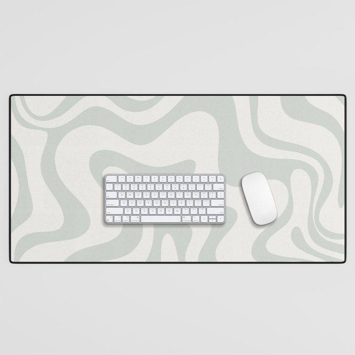 Liquid Swirl Abstract Pattern in Pale Stone and Light Silver Sage Gray Desk Mat