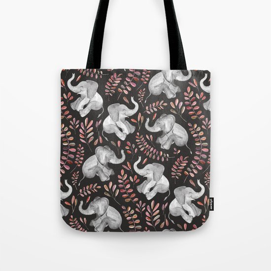 Laughing Baby Elephants - Coral Tote Bag