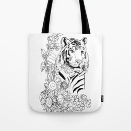 Sunflower Tiger: floral tiger print Tote Bag