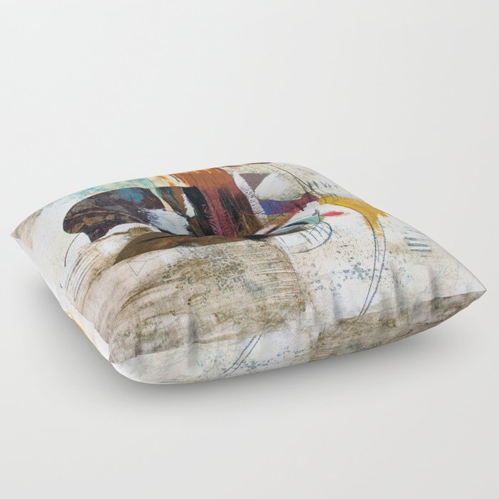 Multicolor Postmodern Abstract Sketch Painting Floor Pillow