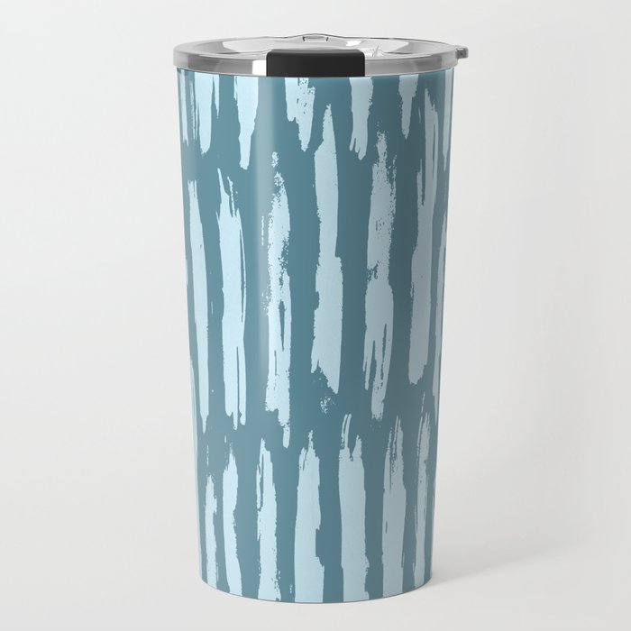 Vertical Dash Turquoise on Teal Blue Travel Mug