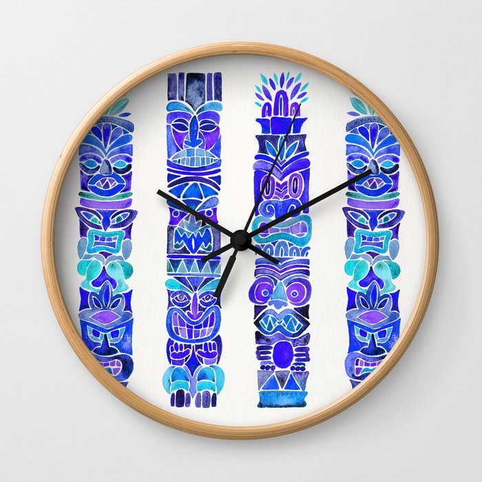 Tiki Totems – Indigo Palette Wall Clock
