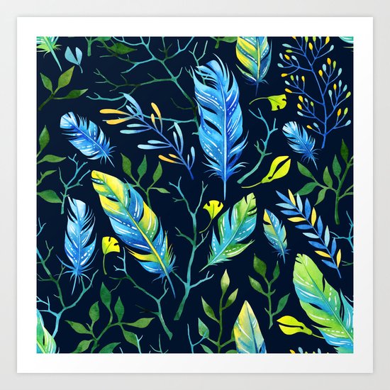 Feathers Pattern 06 Art Print