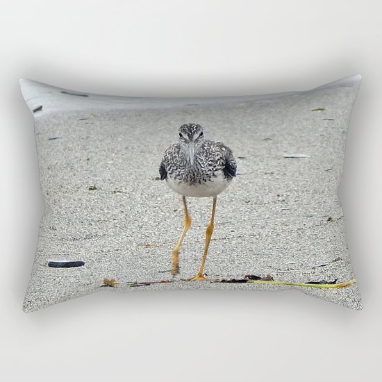 Greater Yellowlegs (Sandpiper) Looking at Camera Rectangular Pillow