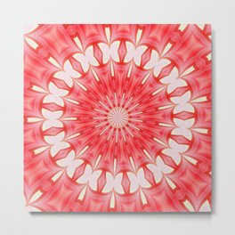 Star White and Red Butterfly Motif Mandala Metal Print | Ontrend, Schemecolor, Colorcombination, Mandala, Stripes, Graphicdesign, Colorcombos, Redandwhite, Starwhite, Geometric 