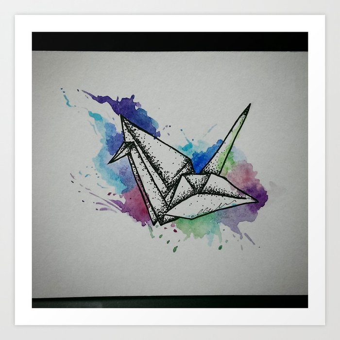 Flying Paper Crane Art Print By Nogainnopaint Society6