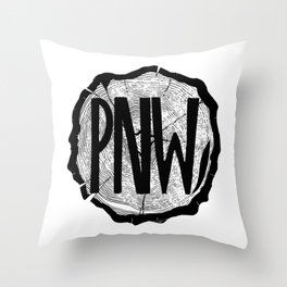PNW Tree Rings Throw Pillow