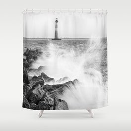 Morris Island Light Splash Shower Curtain