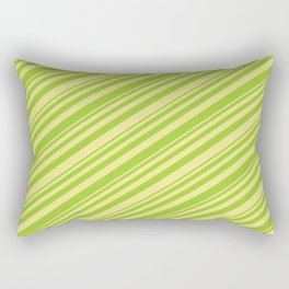 [ Thumbnail: Green & Tan Colored Striped/Lined Pattern Rectangular Pillow ]