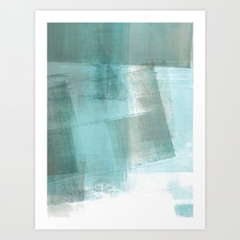 Turquoise Aqua Taupe Geometric Abstract Painting 2 Art Print