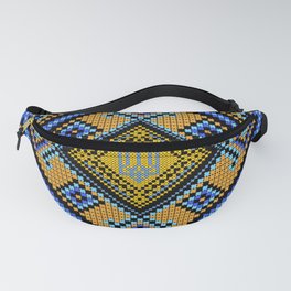 Geometric Ukrainian embroidered art with national symbol for home decoration. Fanny Pack