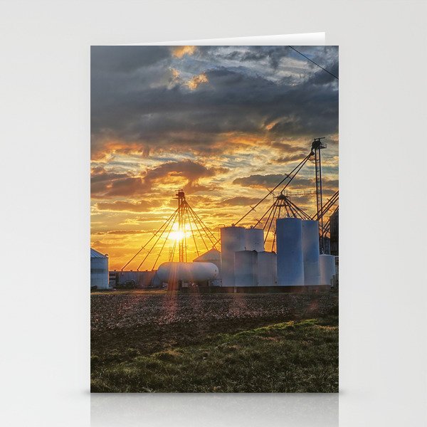 Bins and Silos at Sunset Stationery Cards
