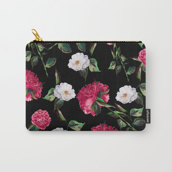 Dark Floral Pattern Carry-All Pouch