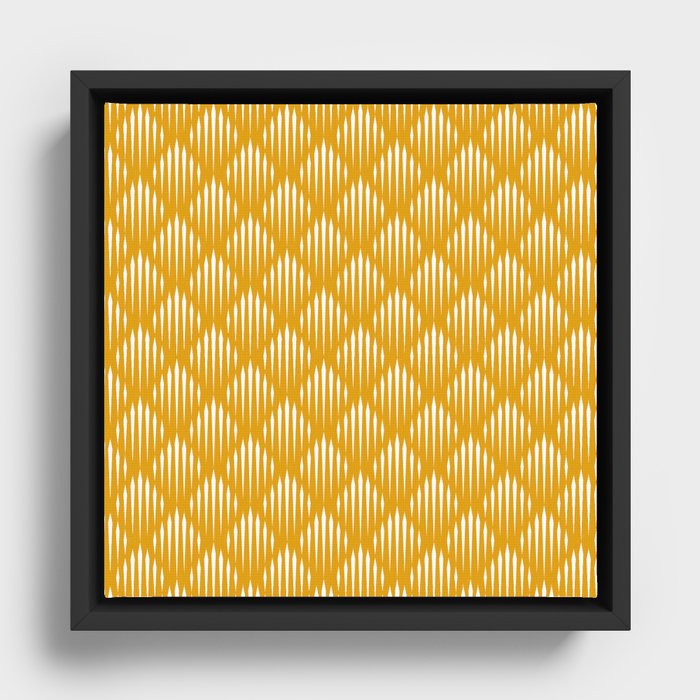 Mustard and White Abstract Pattern Framed Canvas