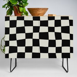 Hand Drawn Checkerboard Pattern (black/cream) Credenza