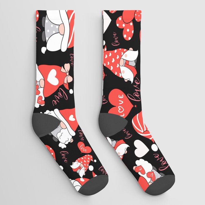 Love gnomes seamless pattern Socks
