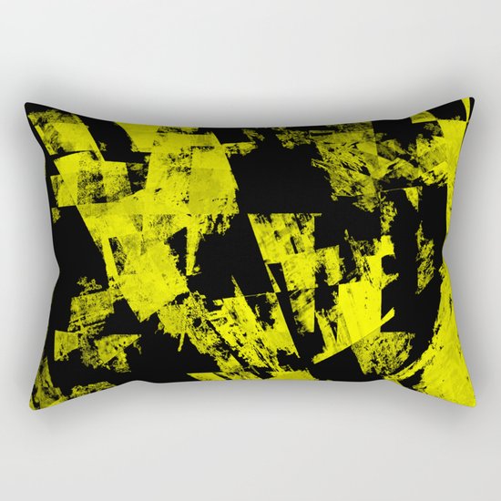 Fractured Warning - Black and yellow, abstract, textured painting Rectangular Pillow
