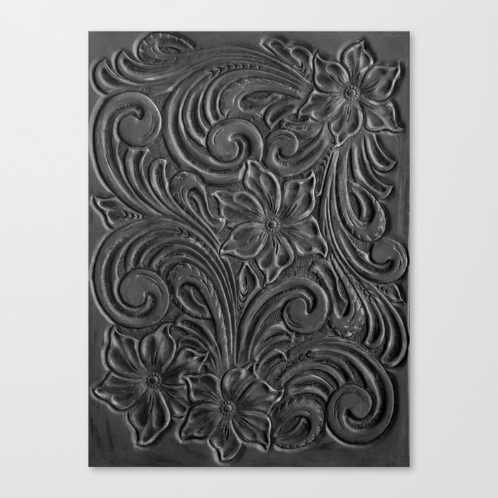 Black tooled leather  Canvas Print