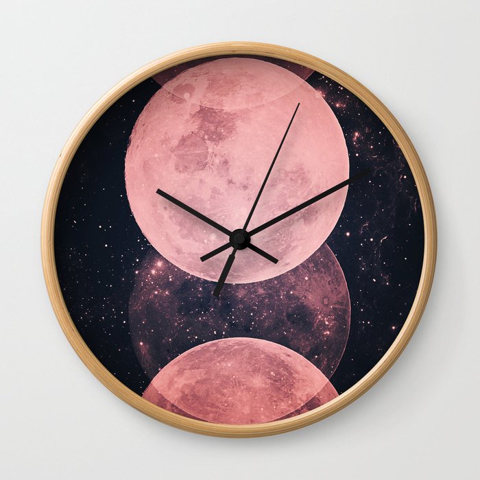 Pink Moon Phases Wall Clock
