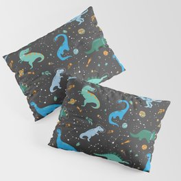 Dinosaurs in Space in Blue Pillow Sham