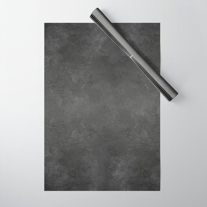 Black Faux Concrete Stone Texture Industrial Art Wrapping Paper