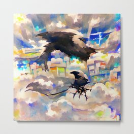 Crrrooowwwww Metal Print | Ai, Neuralnetworks, Psychedelic, Crow, Digital, Graphicdesign, Sky, Clouds 