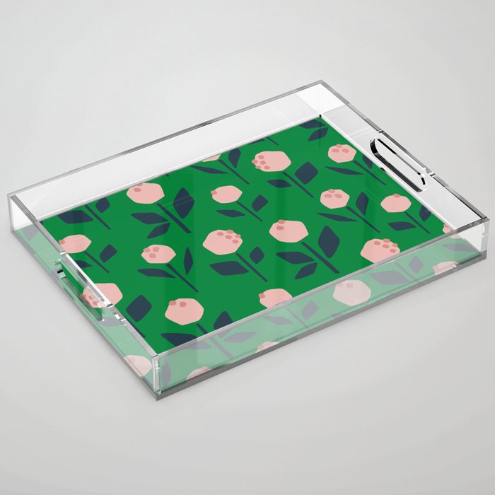 Flower in Green Acrylic Tray