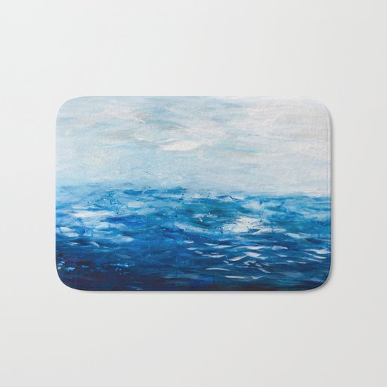 Paint 10 abstract water ocean seascape modern painting dorm room decor affordable stretched canvas Bath Mat