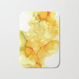 Yellow Green Abstract 32922 Modern Alcohol Ink Painting by Herzart Bath Mat